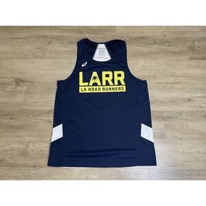 ASICS Men's Sz XL Lyte Singlet Blue White Running Training Tank Sleeveless Shirt